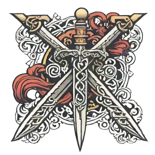 Cross Sword With Letter P