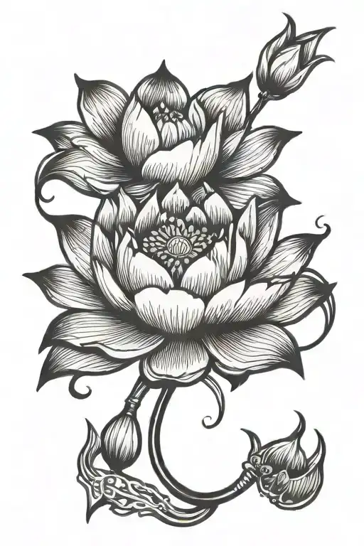 Lotus Flower With Fishing Hook Coming