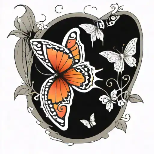 Butterfly Flying For Freedom Side By Side