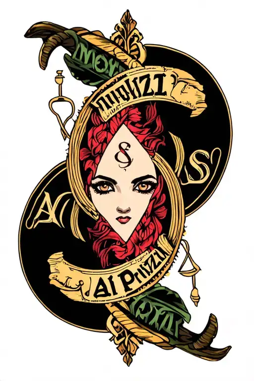 Create Me A Tattoo Of My Name Azzi Pritzil With Libra And Aries Zodiac Sign Combination