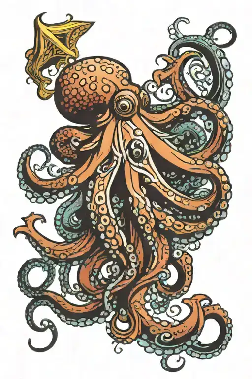 Octopus With Fish Swimming