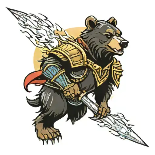 Bear Riping Knight Helmet Off Lightning