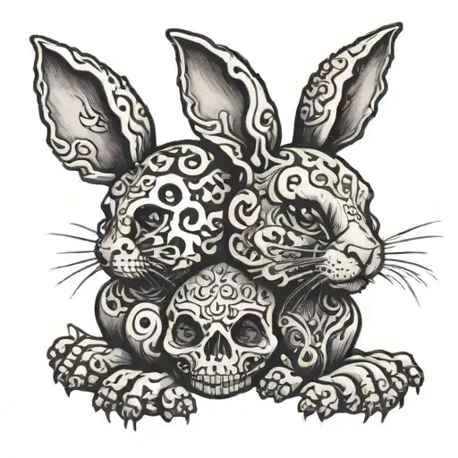 Rabbit Mini Black Skulls