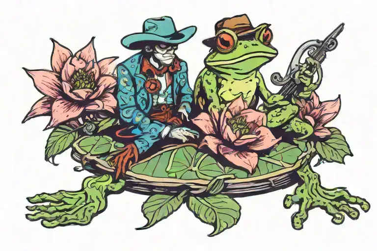 Frog Cowboy Flirting With A Sexy Lilypad Lady