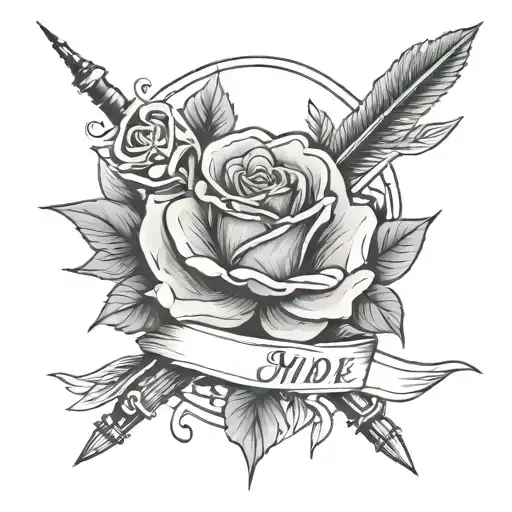 Self Made With Rose And Arrow Surrounded