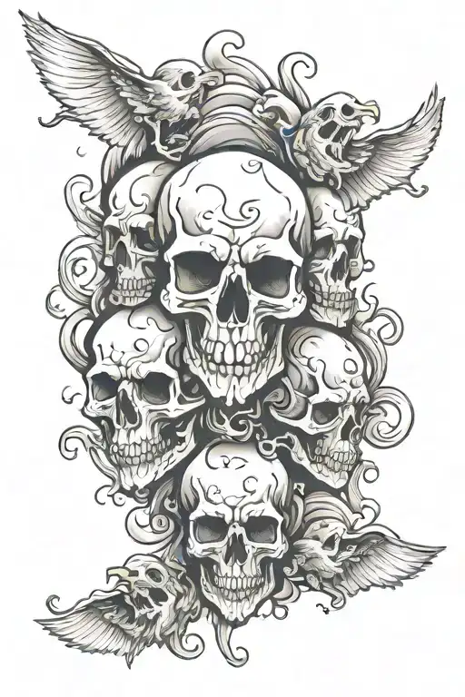 Multiple Floating Ghost Skull