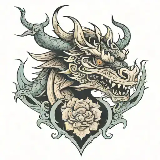 Half Dragon Face Tattoo On Chest