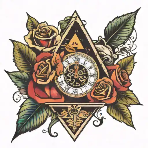 Triangle Made Of Roses With Clock Hands Pointing To 3