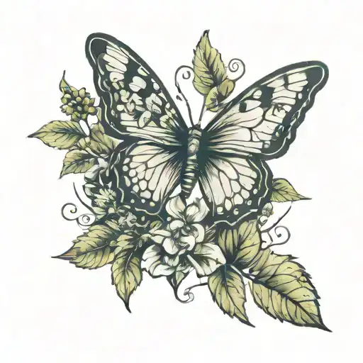 Butterfly With Plants Sprouting From The Ground Surrounded With Fallen Leafs Healing Ptsd