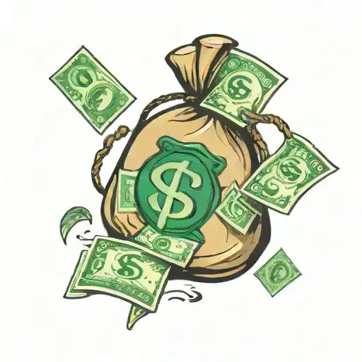 Money Bag Floating Money Symbols