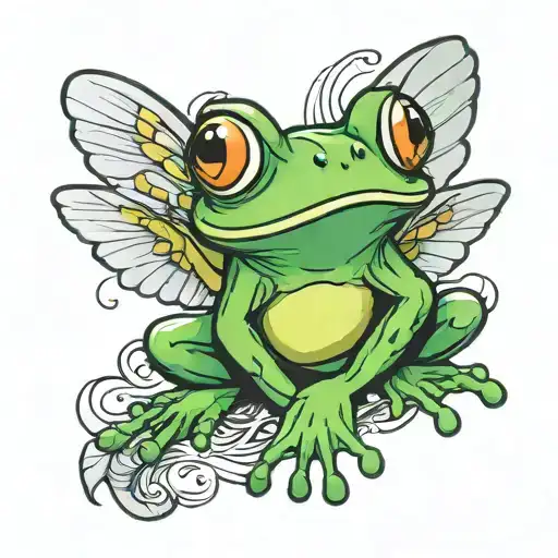Cute Frog With Angle Wings