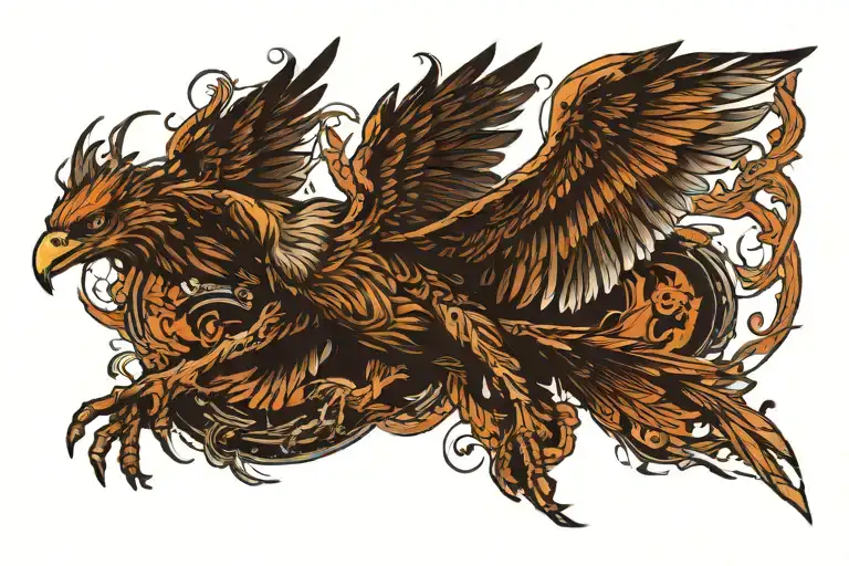 Skeleton Of A Hawk Flying