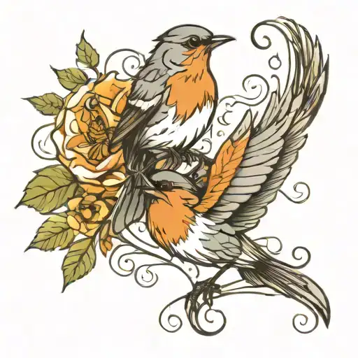 Robin And Butterfly Emerging