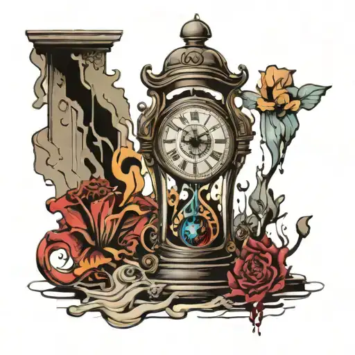 Dali Clock Melting Into An Hourglass