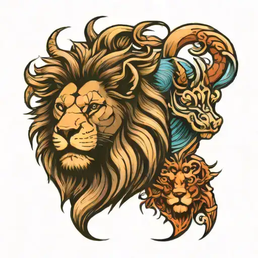 Lion And Sea Goat Head