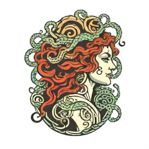 Medusa Holding The Head Profile Holding Hands Holding