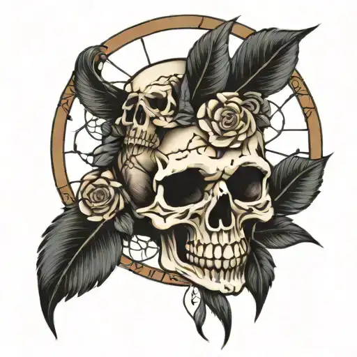 Skull Dreamcatcher With Roses