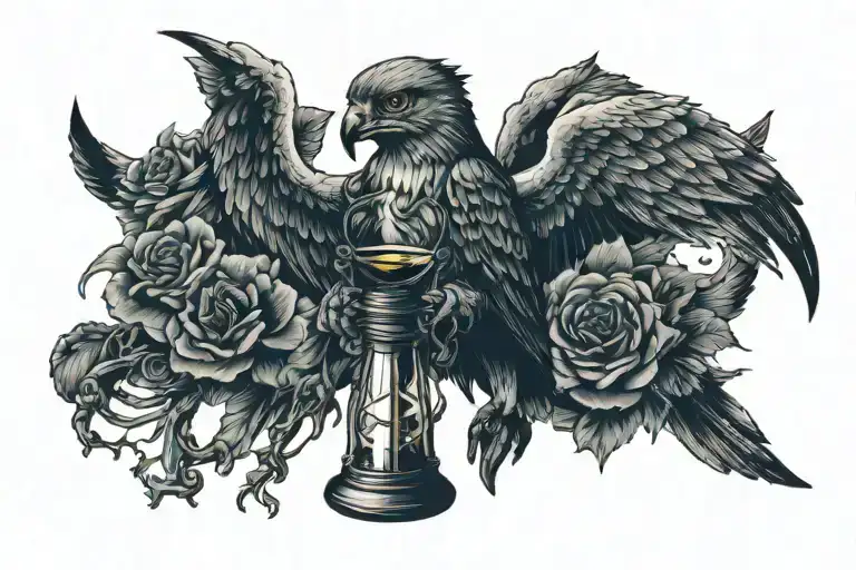 Hawk Bones Holding Hour Glass