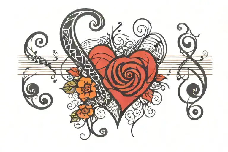 Treble Clef Bass Clef Heart At Beginning Of Music Lines