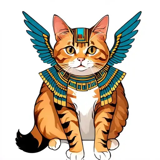 Ginger Tabby Cat With Egyptian Wings