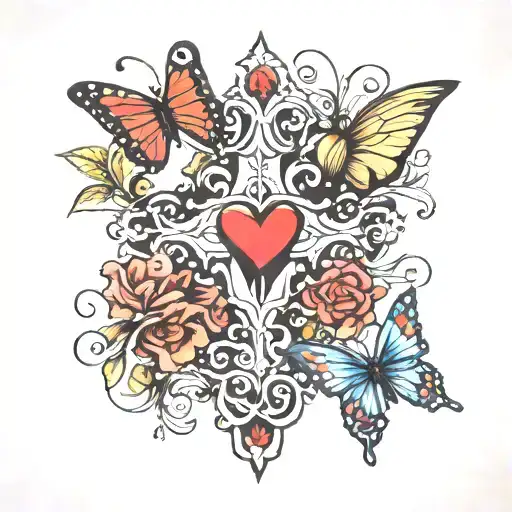 Cross With I Love You And Butterfly