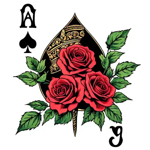 Queen Of Spades And Roses Intertwined Symbolizing The Client's Love