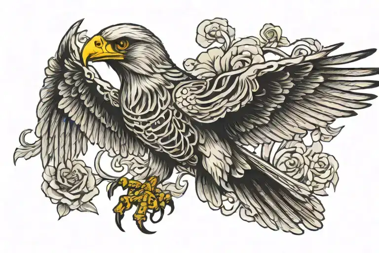 Skeleton Of A Hawk Flying