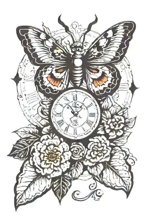 Skull Moth Clock