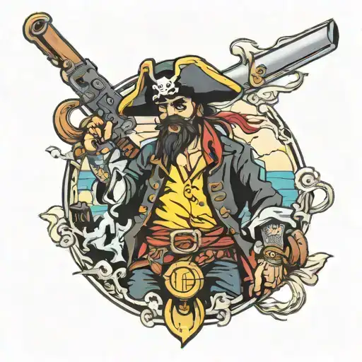 Pirate With Duffle And Pistol
