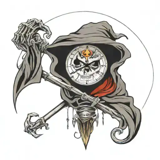 Clock Grim Reaper Face Inside