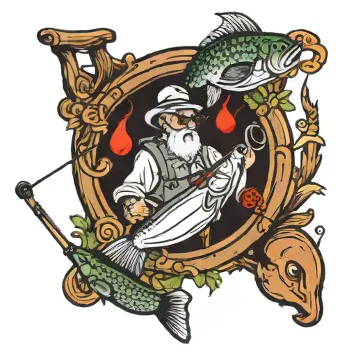 The Name Grandpa With A Fishing Scene