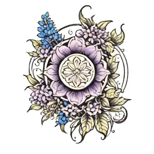 Circle Of Lilac And Cornflower