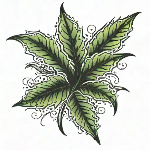 Doted And Faded Weed Leaf