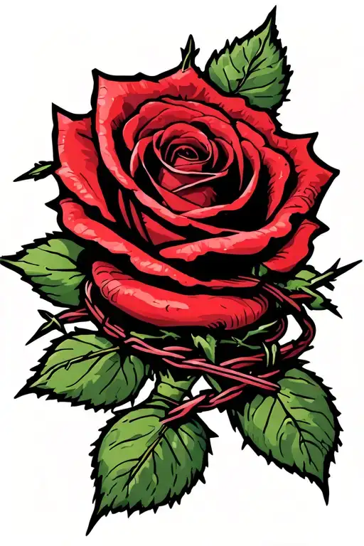 Rose Wraped With Barbed Wire