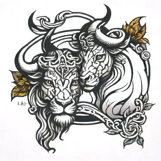 Leo And Taurus Zodiac Sign Intertwined