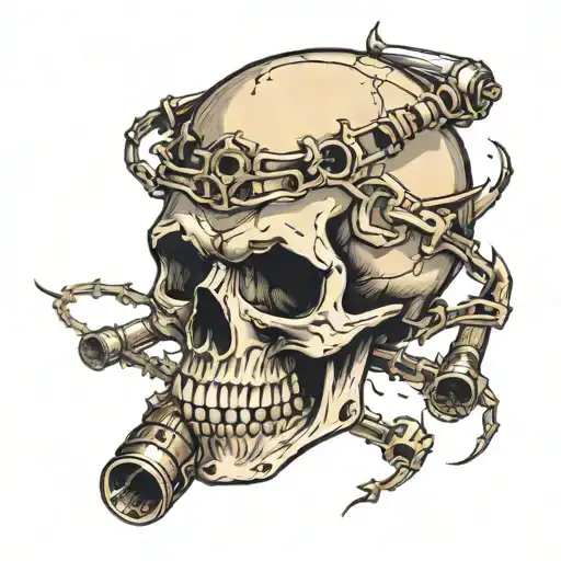 Skull Chewing On Bullets