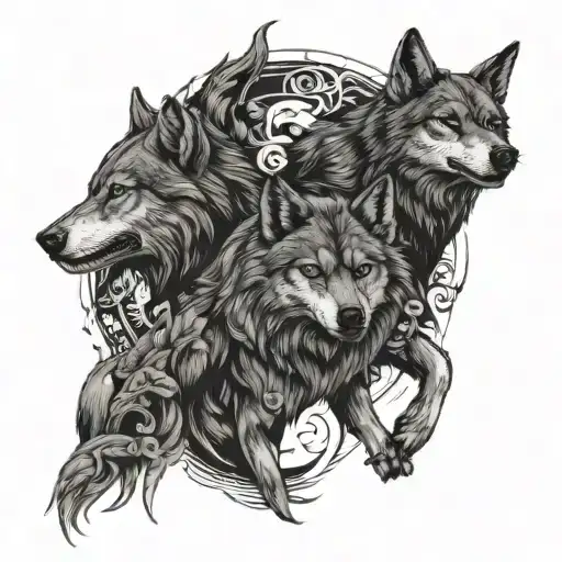 Two Wolves One Black One White