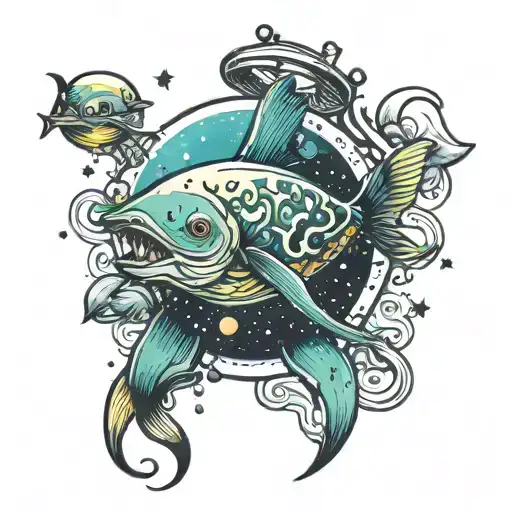 Sea Animals In Space Surrounded