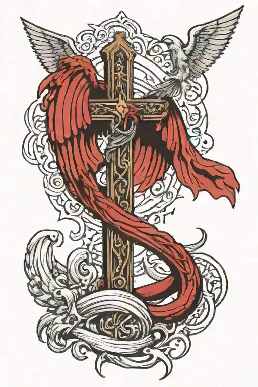 Leviathan Rapping Around A Cross While Fighting An Angel