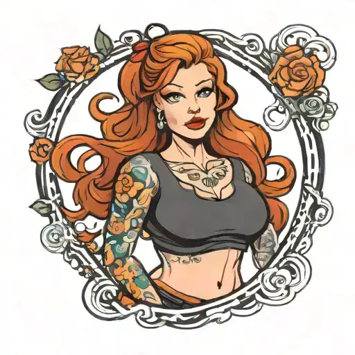 Curvy Cutr Redhead Cartoon Wearing Only A Tshirt