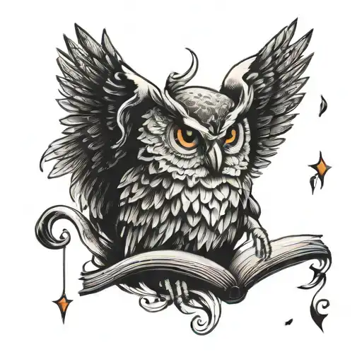 Owl Reading An Open Book
