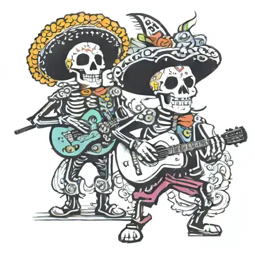 Day Of The Dead Skeleton Mariachi Band