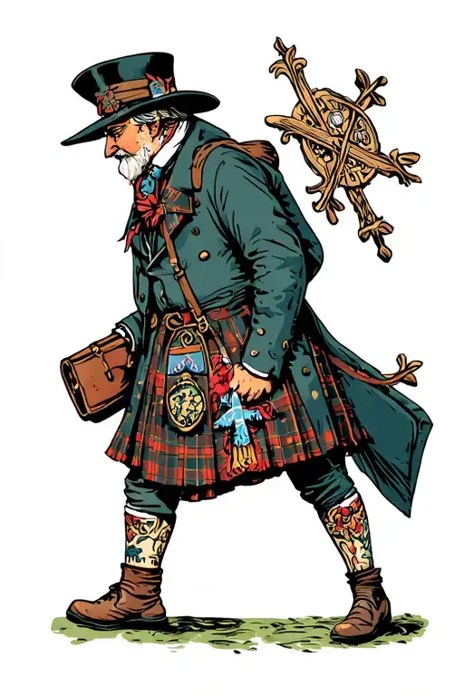 Traveler With Scottish Heritage Symbols