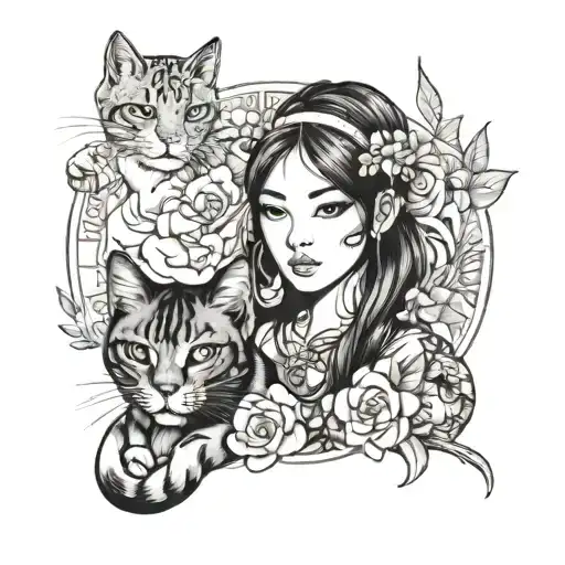 Mixture Between A Asian Girl And A Cat