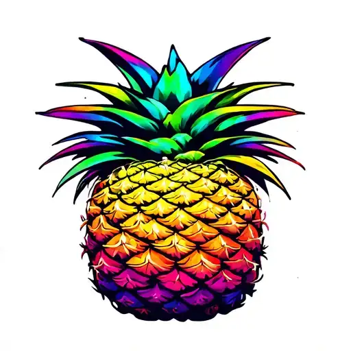 Pineapple With Rainbow Coloured Scales