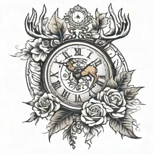 In Loving Memory For Grandpa With A Clock And Deer