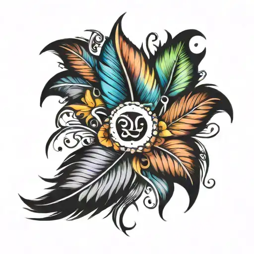 Colour Feather Infinity Tattoo Design