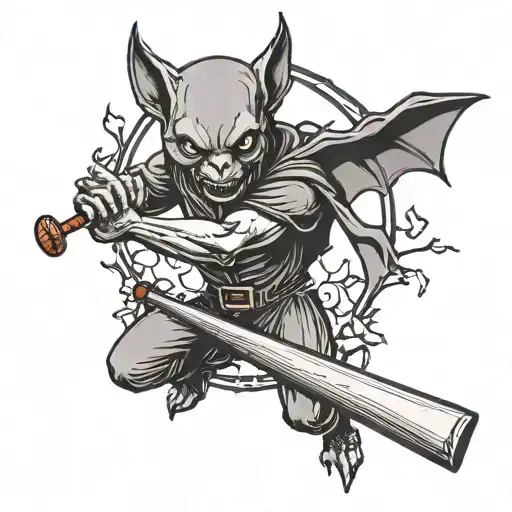 Vampire Bat Man With A Baseball Bat