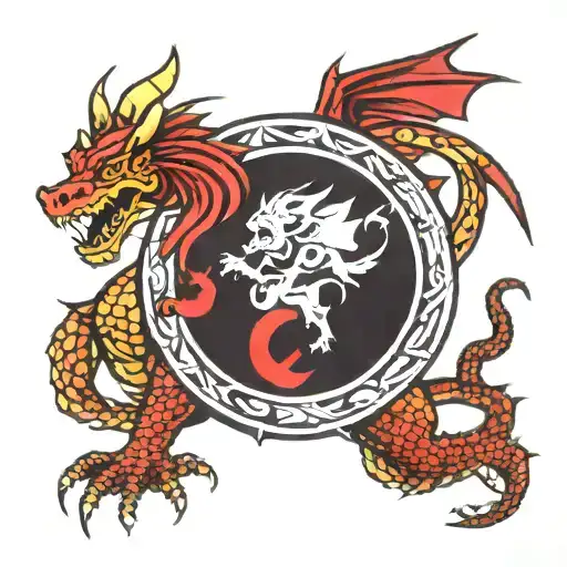Welsh Dragon Eating Ironman Logo