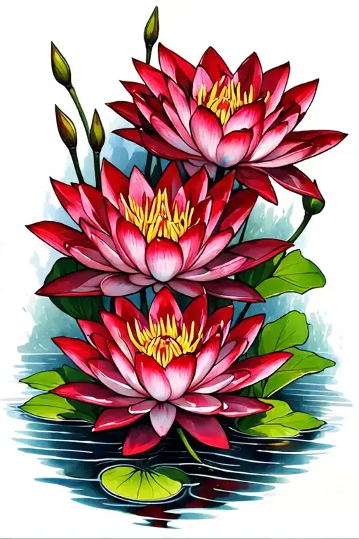 Red Water Lillies